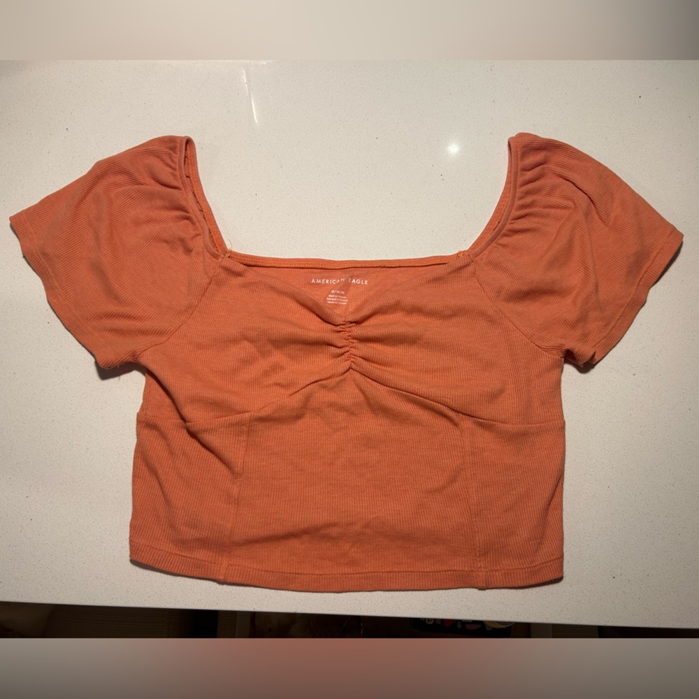 American Eagle Orange Ribbed Crop Top